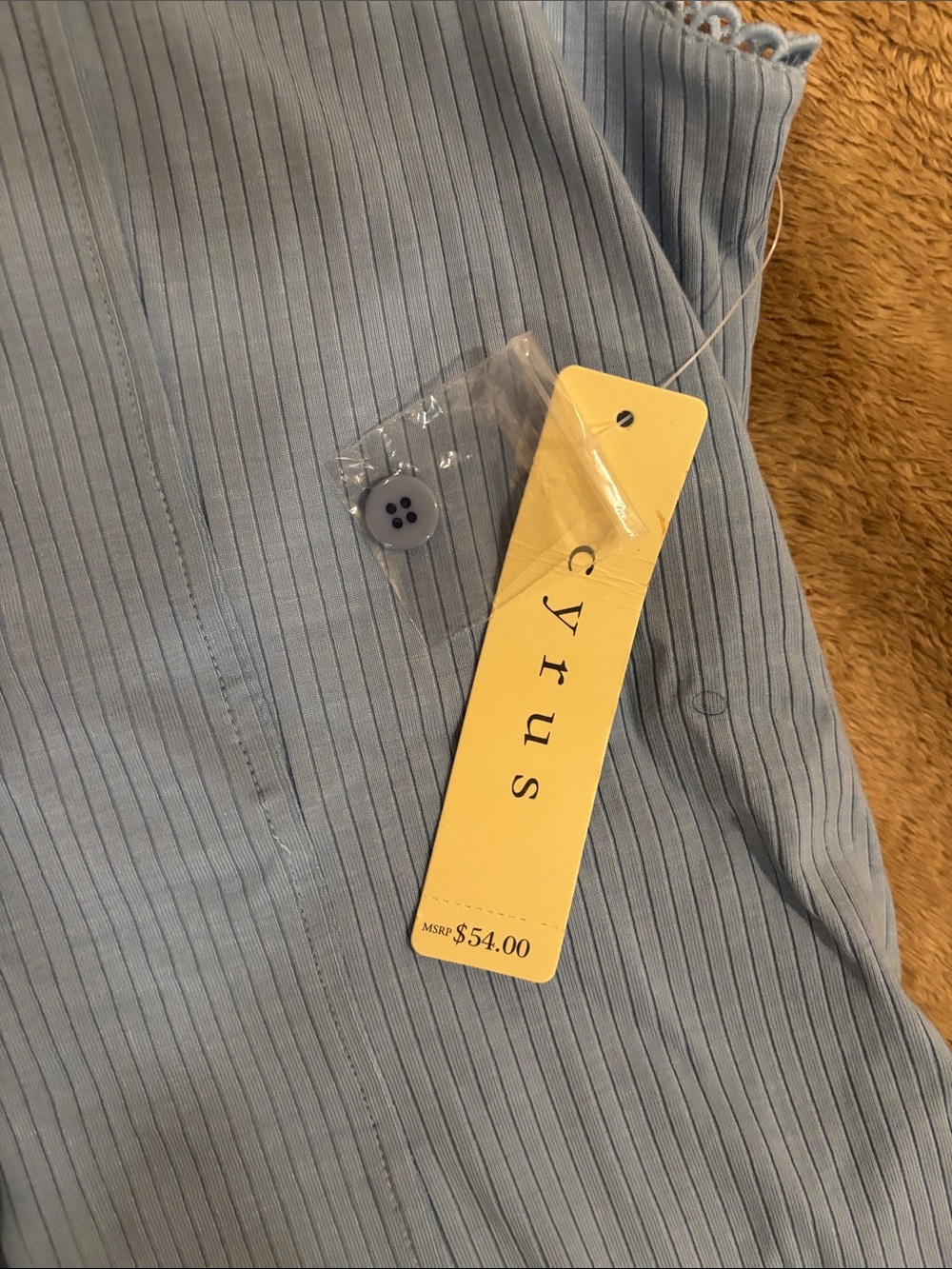 Cyrus Light Blue Ribbed Button-Front Sleeveless Top - Picture 3 of 5
